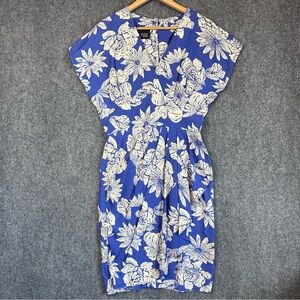 Vintage Blue and Cream Floral Midi Dress